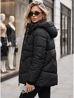 Kurtka damska zimowa pikowana z kapturem czarna FashionStreet TY5751 Kurtka damska zimowa pikowana z kapturem czarna FashionStreet TY5751