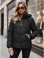 Kurtka damska zimowa pikowana z kapturem czarna FashionStreet TY5751 Kurtka damska zimowa pikowana z kapturem czarna FashionStreet TY5751