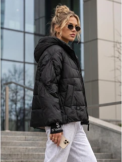Dámská prošívaná bunda s kapucí, černá, FashionStreet TY5759