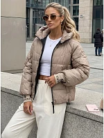Dámská prošívaná bunda s kapucí, béžová, FashionStreet TY5762