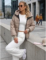 Dámská prošívaná bunda s kapucí, béžová, FashionStreet TY5762