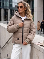 Dámská prošívaná bunda s kapucí, béžová, FashionStreet TY5762