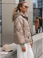 Dámská prošívaná bunda s kapucí, béžová, FashionStreet TY5762