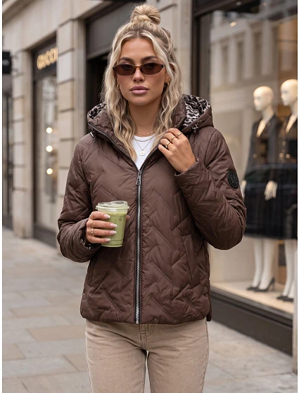 Dámská přechodová bunda s kapucí, hnědá, FashionStreet TY5772