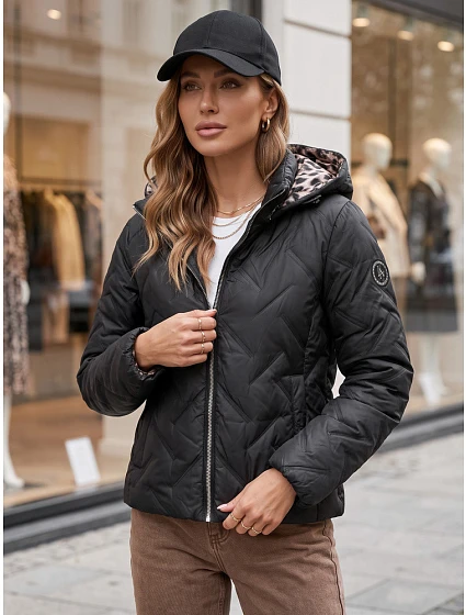 Dámská přechodná bunda s kapucí, černá, FashionStreet TY5773
