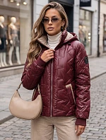 Dámska prechodná bunda s odnímateľnou kapucňou, bordová, FashionStreet TY5777