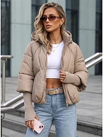 Dámská zimní prošívaná bunda s kapucí, světle béžová, FashionStreet TY5827