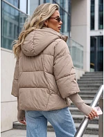 Dámská zimní prošívaná bunda s kapucí, světle béžová, FashionStreet TY5827