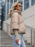 Dámská zimní prošívaná bunda s kapucí, světle béžová, FashionStreet TY5827