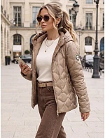 Kurtka damska przejściowa pikowana z kapturem beżowa model 22350604 - FashionStreet