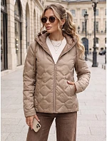 Kurtka damska przejściowa pikowana z kapturem beżowa model 22350604 - FashionStreet