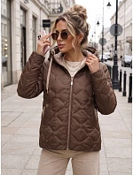 Kurtka damska przejściowa pikowana z kapturem brązowa model 22350609 - FashionStreet