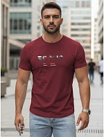 Pánské tričko s velkým nápisem, bavlněné, vínové, FashionStreet NX5137R