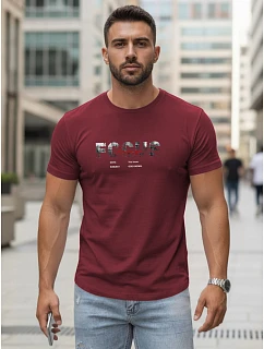 Pánské tričko s velkým nápisem, bavlněné, vínové, FashionStreet NX5137R