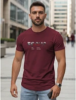 Pánské tričko s velkým nápisem, bavlněné, vínové, FashionStreet NX5137R