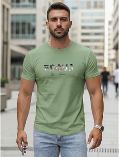Pánské tričko s velkým nápisem, bavlněné, zelené, FashionStreet NX5137R