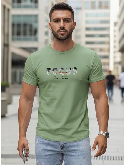 Pánské tričko s velkým nápisem, bavlněné, zelené, FashionStreet NX5137R