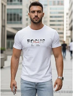 Pánské tričko s velkým nápisem, bavlněné, bílé, FashionStreet NX5137R
