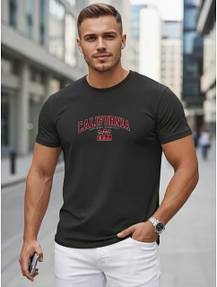 Pánské bavlněné tričko s potiskem „California“, černé, FashionStreet NX5140R