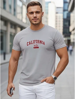 Pánské bavlněné tričko s potiskem „California“, šedé, FashionStreet NX5140R