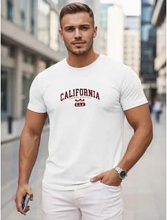 Pánské bavlněné tričko s potiskem „California“, bílé, FashionStreet NX5140R