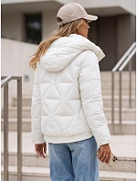 Kurtka damska zimowa pikowana z kapturem ecru model 22350695 - FashionStreet