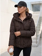 Dámská zimní prošívaná bunda s kapucí, hnědá, FashionStreet TY5940 Dámská zimní prošívaná bunda s kapucí, hnědá, FashionStreet TY5940