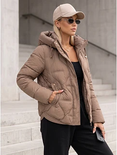 Dámská zimní prošívaná bunda s kapucí, béžová, FashionStreet TY5941
