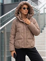 Dámská zimní prošívaná bunda s kapucí, béžová, FashionStreet TY5941 Dámská zimní prošívaná bunda s kapucí, béžová, FashionStreet TY5941