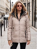 Kurtka damska zimowa pikowana z kapturem beżowa model 22350725 - FashionStreet Kurtka damska zimowa pikowana z kapturem beżowa model 22350725 - FashionStreet
