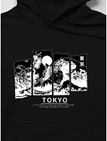 Pánská mikina s kapucí a potiskem TOKYO, černá, FashionStreet NX5146BX