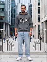 Pánska mikina s kapucňou a potlačou TOKYO, tmavošedá, FashionStreet NX5146BX