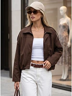 Krátká dámská přechodová látková bunda, hnědá, FashionStreet TY5956