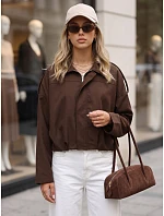 Krátká dámská přechodová látková bunda, hnědá, FashionStreet TY5956