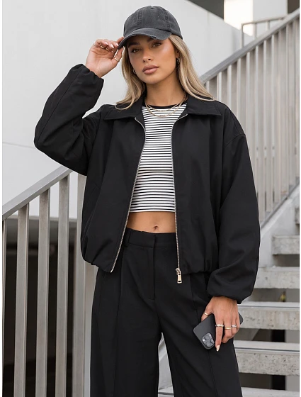 Krótka kurtka damska przejściowa bez czarna model 22350772 - FashionStreet