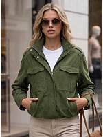 Dámská semišová bunda typu bomber, zelená, FashionStreet TY5959 Dámská semišová bunda typu bomber, zelená, FashionStreet TY5959