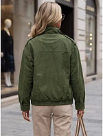 Dámská semišová bunda typu bomber, zelená, FashionStreet TY5959 Dámská semišová bunda typu bomber, zelená, FashionStreet TY5959