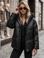 Dámska zimná prešívaná bunda s kapucňou, čierna, FashionStreet TY5966