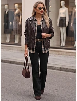 Jeansy damskie flare z wysokim stanem i paskiem czarne FashionStreet UY3116 Jeansy damskie flare z wysokim stanem i paskiem czarne FashionStreet UY3116