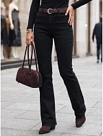 Jeansy damskie flare z wysokim stanem i paskiem czarne FashionStreet UY3116 Jeansy damskie flare z wysokim stanem i paskiem czarne FashionStreet UY3116