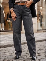 Jeansy damskie baggy z paskiem czarne FashionStreet UY3117 Jeansy damskie baggy z paskiem czarne FashionStreet UY3117