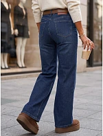 Jeansy damskie wide leg z paskiem niebieskie FashionStreet UY3125 Jeansy damskie wide leg z paskiem niebieskie FashionStreet UY3125