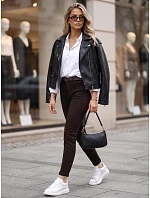 Dámske džínsy s opaskom, strih mom fit, hnedé, FashionStreet UY3127