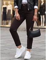 Dámske džínsy s opaskom, strih mom fit, hnedé, FashionStreet UY3127