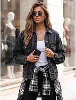 Dámská džínová bunda oversize STEFANIA, černá, FashionStreet TY6011 Dámská džínová bunda oversize STEFANIA, černá, FashionStreet TY6011