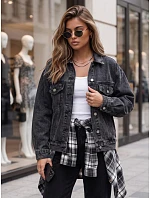 Dámská džínová bunda oversize STEFANIA, černá, FashionStreet TY6011 Dámská džínová bunda oversize STEFANIA, černá, FashionStreet TY6011