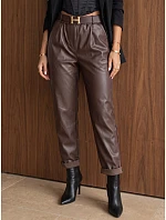 Dámske voskované nohavice s hnedým opaskom FashionStreet UY3144 Dámske voskované nohavice s hnedým opaskom FashionStreet UY3144
