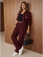 Komplet damski sztruksowy kurtka i spodnie bordowy FashionStreet AY1220 Komplet damski sztruksowy kurtka i spodnie bordowy FashionStreet AY1220