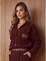 Komplet damski sztruksowy kurtka i spodnie bordowy FashionStreet AY1220 Komplet damski sztruksowy kurtka i spodnie bordowy FashionStreet AY1220