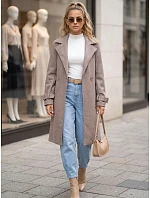 Elegancki płaszcz damski taliowany z paskiem beżowy FashionStreet NY0787 Elegancki płaszcz damski taliowany z paskiem beżowy FashionStreet NY0787